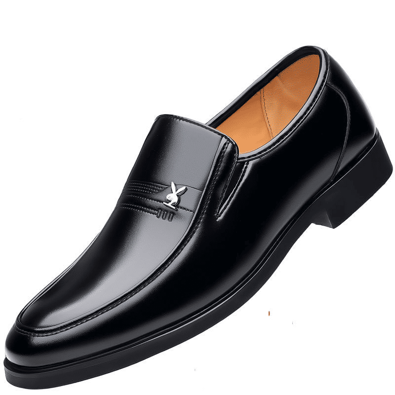 LifeCare Men's Black Slip-On Formal Oxfords – Artificial Leather Dress Shoes