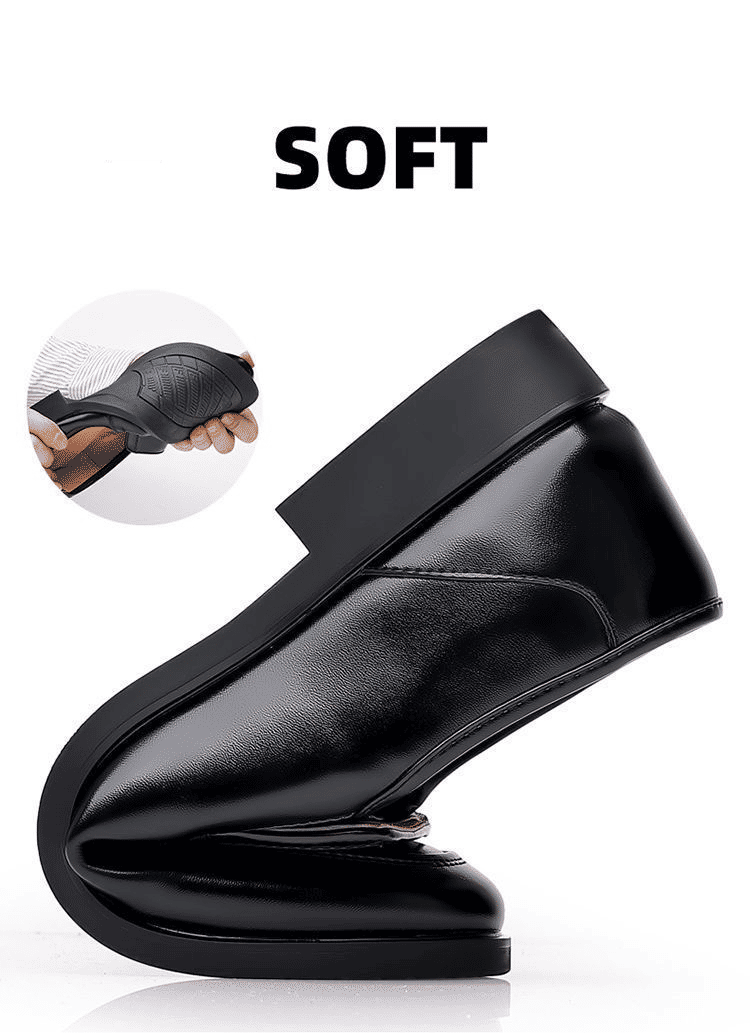 LifeCare Men's Black Slip-On Formal Oxfords – Artificial Leather Dress Shoes