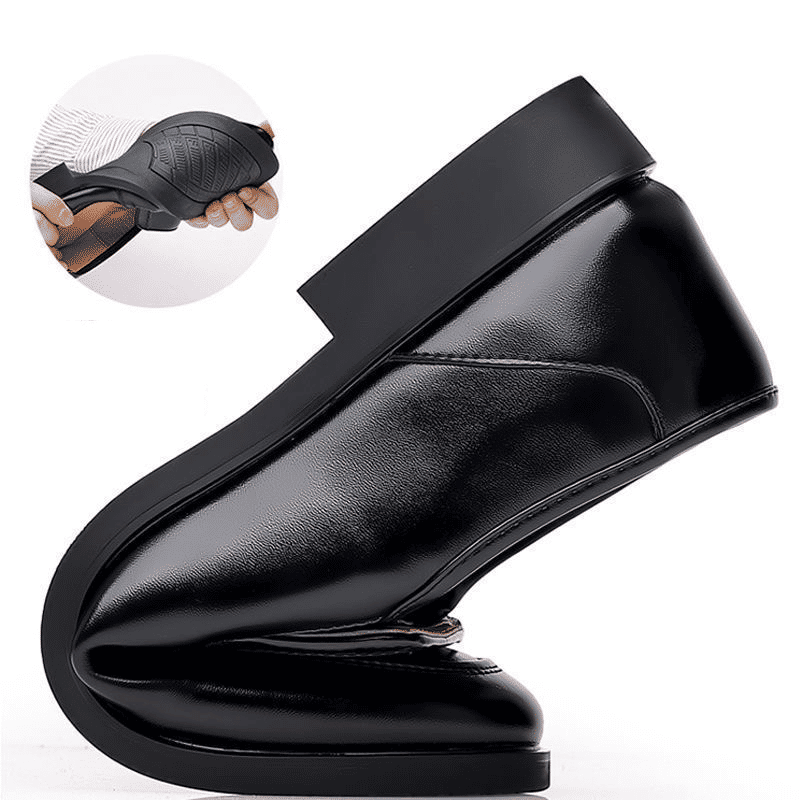 LifeCare Men's Black Slip-On Formal Oxfords – Artificial Leather Dress Shoes
