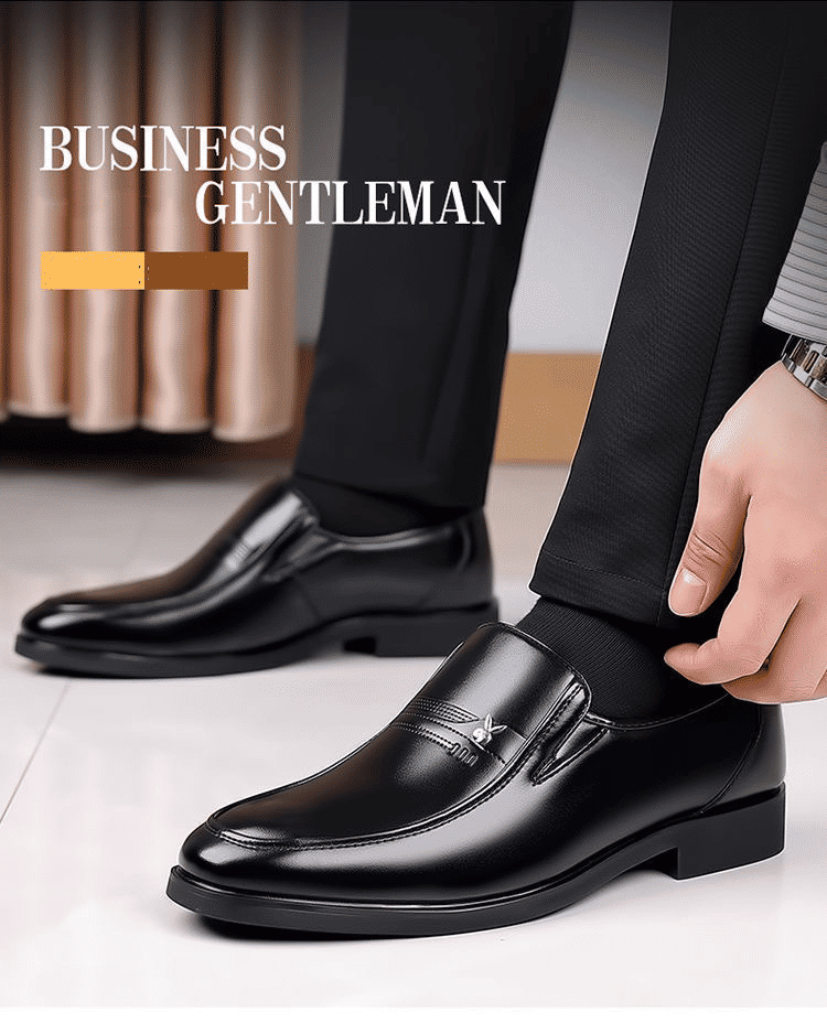 LifeCare Men's Black Slip-On Formal Oxfords – Artificial Leather Dress Shoes