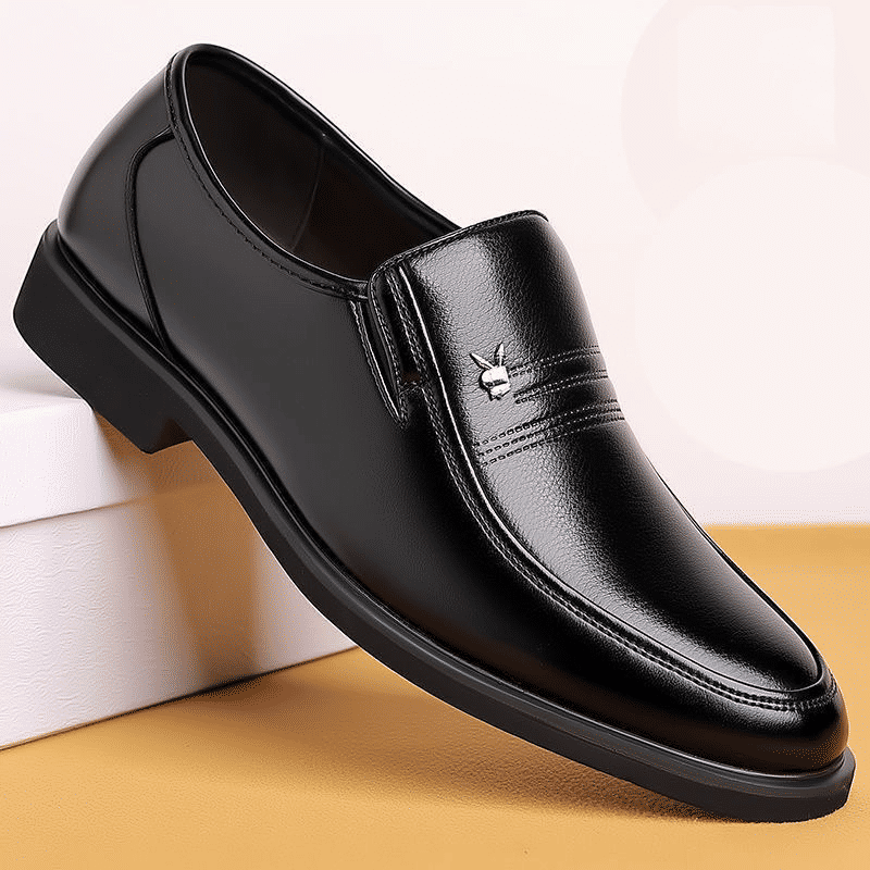 LifeCare Men's Black Slip-On Formal Oxfords – Artificial Leather Dress Shoes