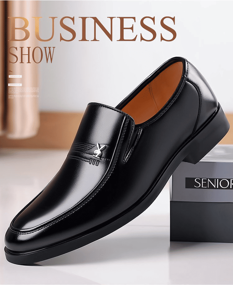 LifeCare Men's Black Slip-On Formal Oxfords – Artificial Leather Dress Shoes