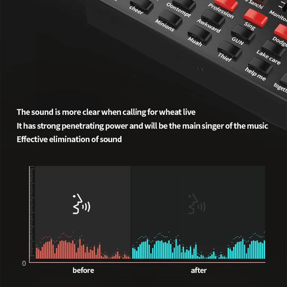 V8S DSP USB Rechargeable Sound Card for Live Broadcasts Music Recording External Stereo