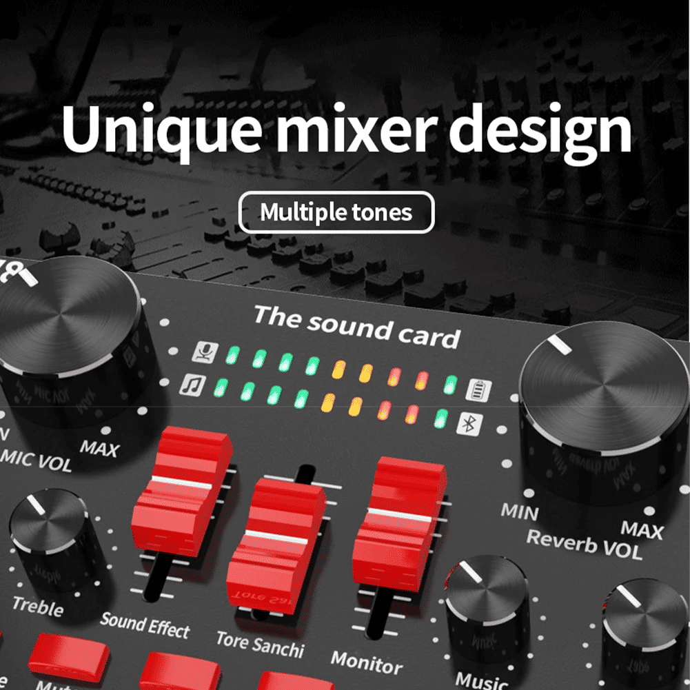 V8S DSP USB Rechargeable Sound Card for Live Broadcasts Music Recording External Stereo