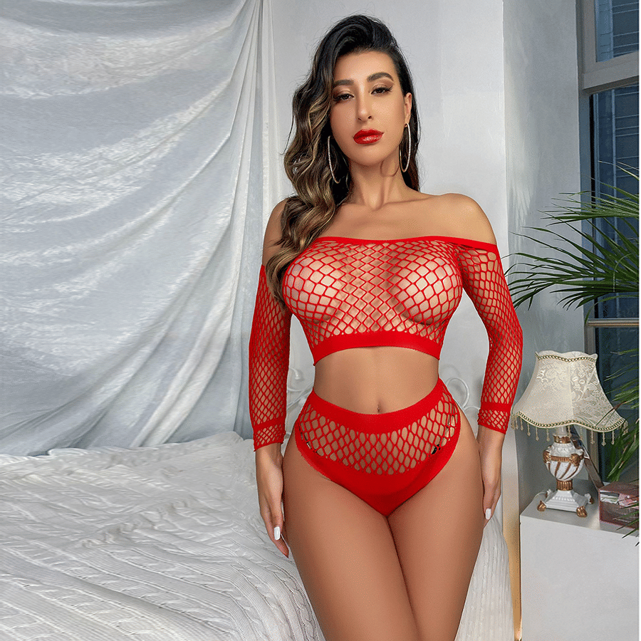 Seductive Mesh Lingerie Set: High Elasticity Hollow Bra & Panties, Free Size