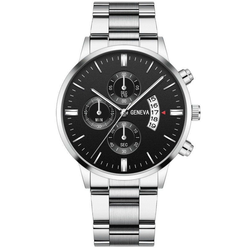 Men's Luxury Stainless Steel Quartz Watch, Date Display, Business Style