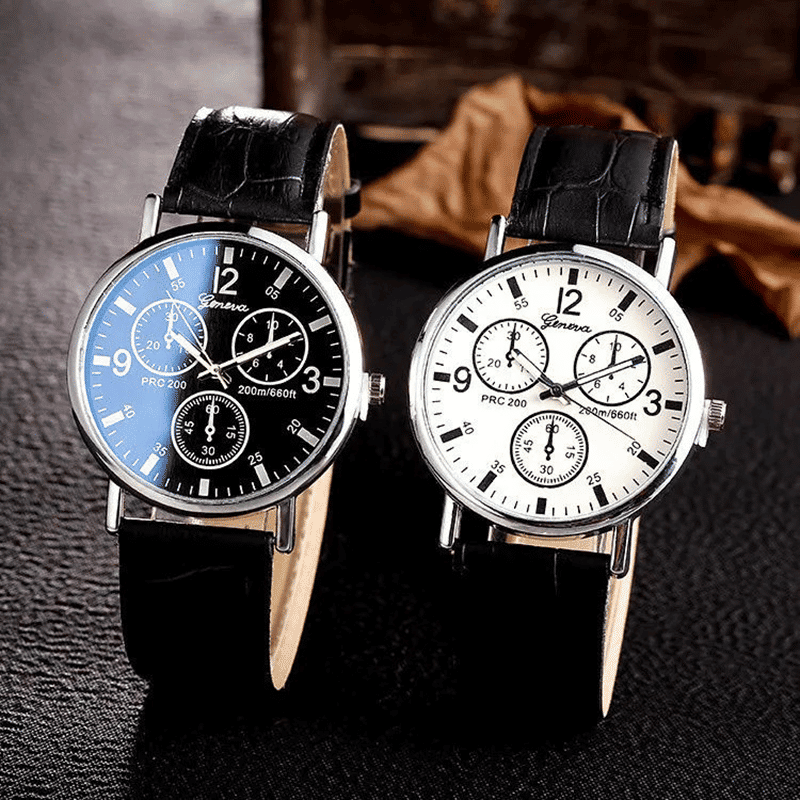 Luxury Men's Quartz Business Watch with Stylish Leather Band Strap