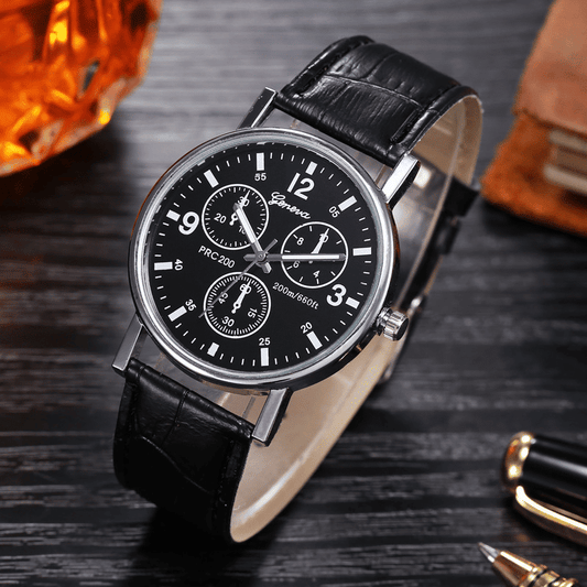 Luxury Men's Quartz Business Watch with Stylish Leather Band Strap