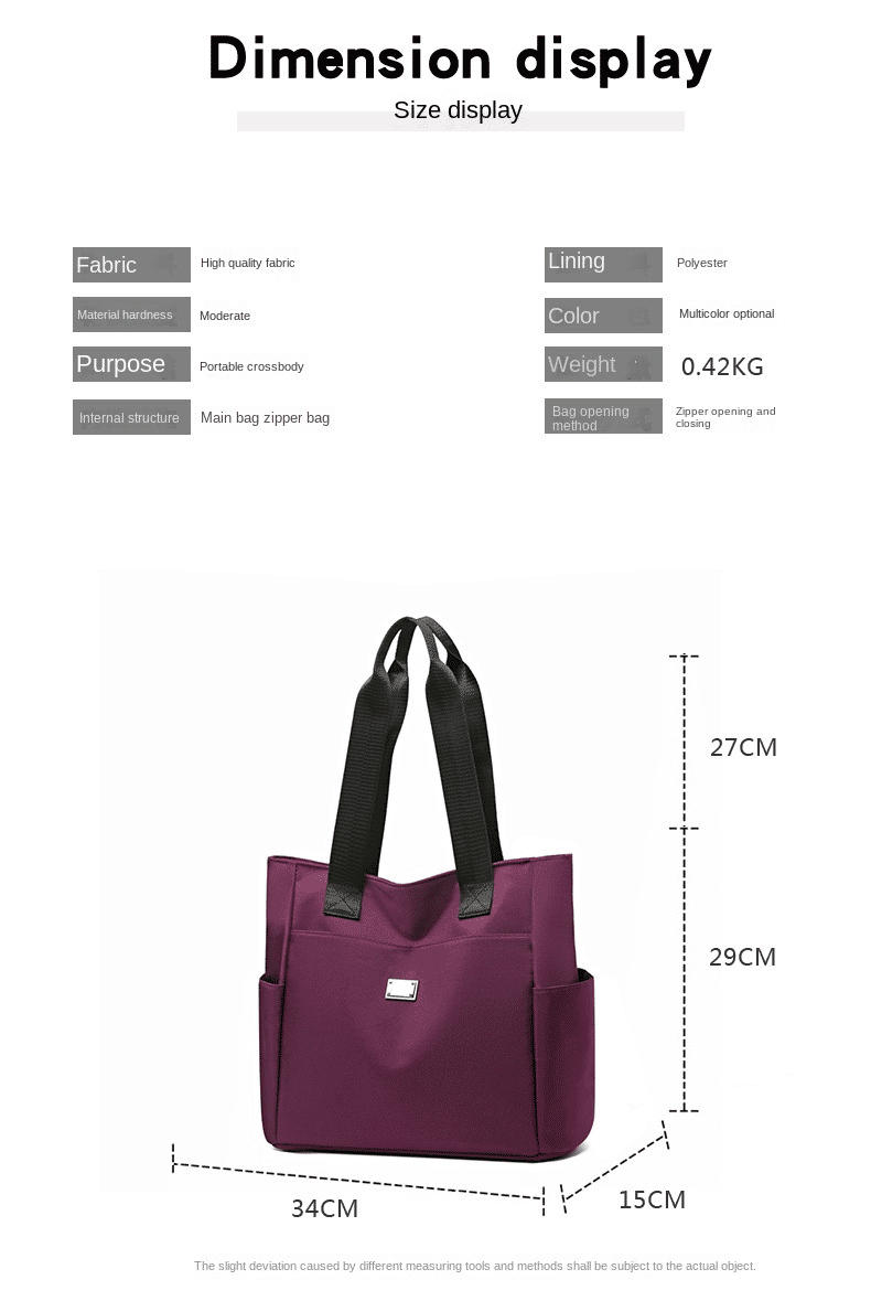 Women's Waterproof Oxford Cloth Tote Bag - Large Capacity Shoulder Handbag