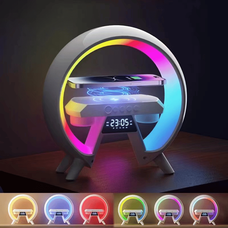 K7 Bluetooth Speaker: Wireless Charging, Digital Clock, Night Light, Dual Audio