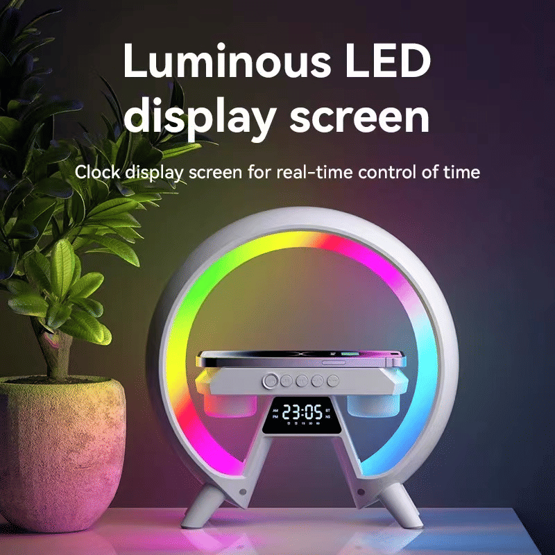 K7 Bluetooth Speaker: Wireless Charging, Digital Clock, Night Light, Dual Audio