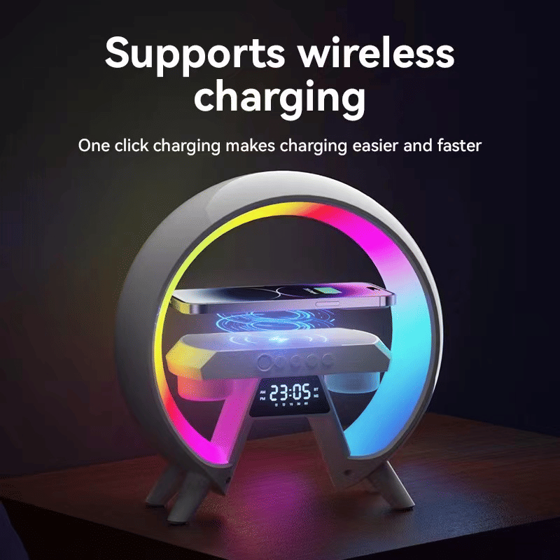 K7 Bluetooth Speaker: Wireless Charging, Digital Clock, Night Light, Dual Audio