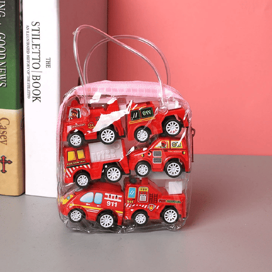 6-Piece Mini Engineering and Fire Engine Toy Car Set