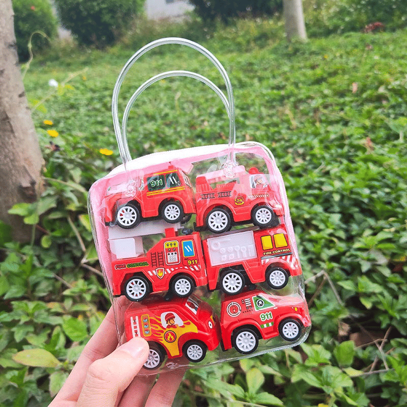 6-Piece Mini Engineering and Fire Engine Toy Car Set