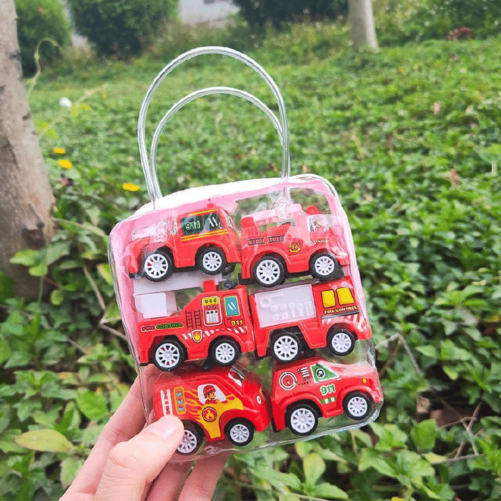 6-Piece Mini Engineering and Fire Engine Toy Car Set