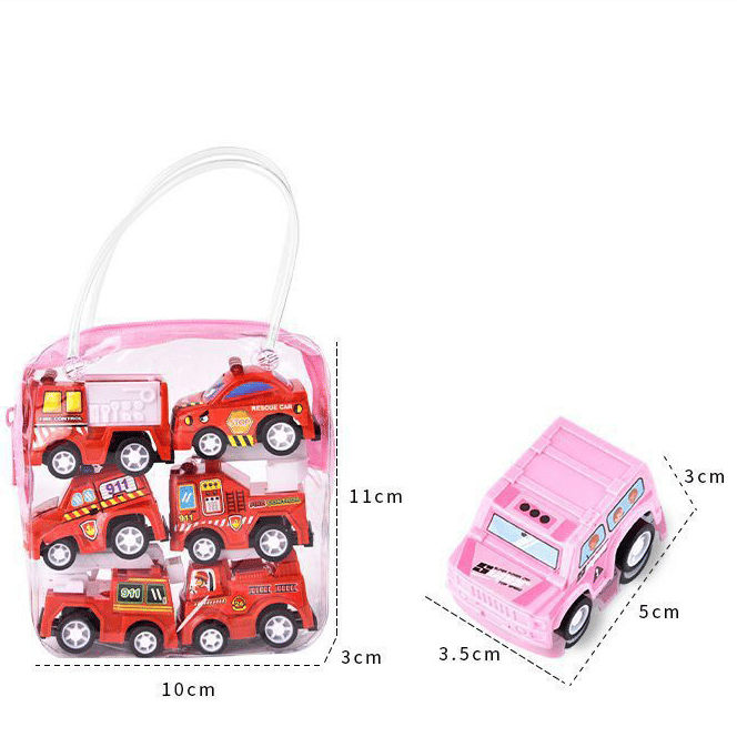 6-Piece Mini Engineering and Fire Engine Toy Car Set