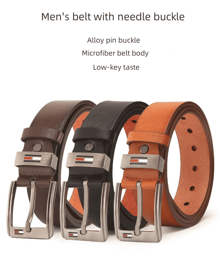 Men's Black Leather Needle Buckle Fashion Belt - Casual Korean Style 120cm