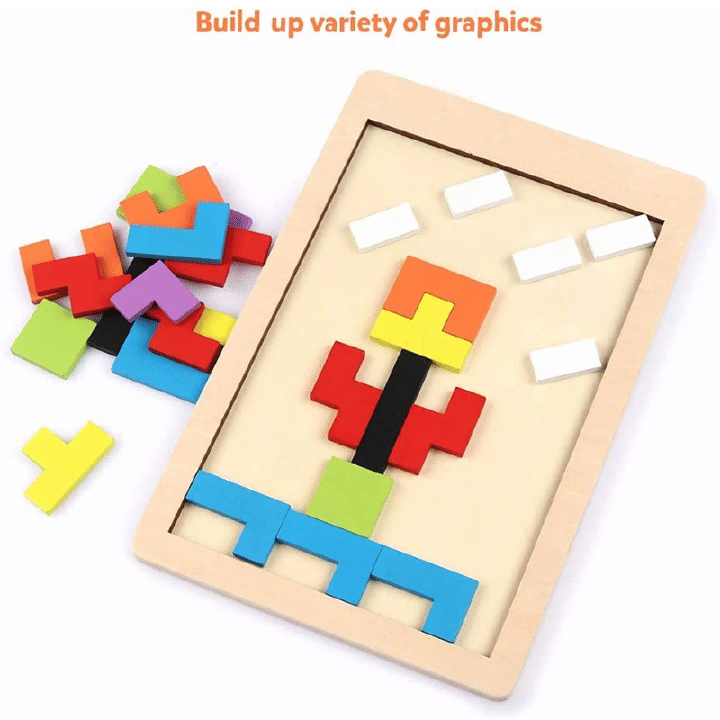 Wooden 3D Tangram Puzzle Brain Teaser Educational STEM Toy
