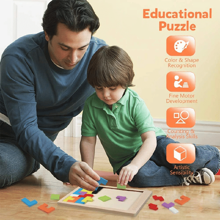 Wooden 3D Tangram Puzzle Brain Teaser Educational STEM Toy