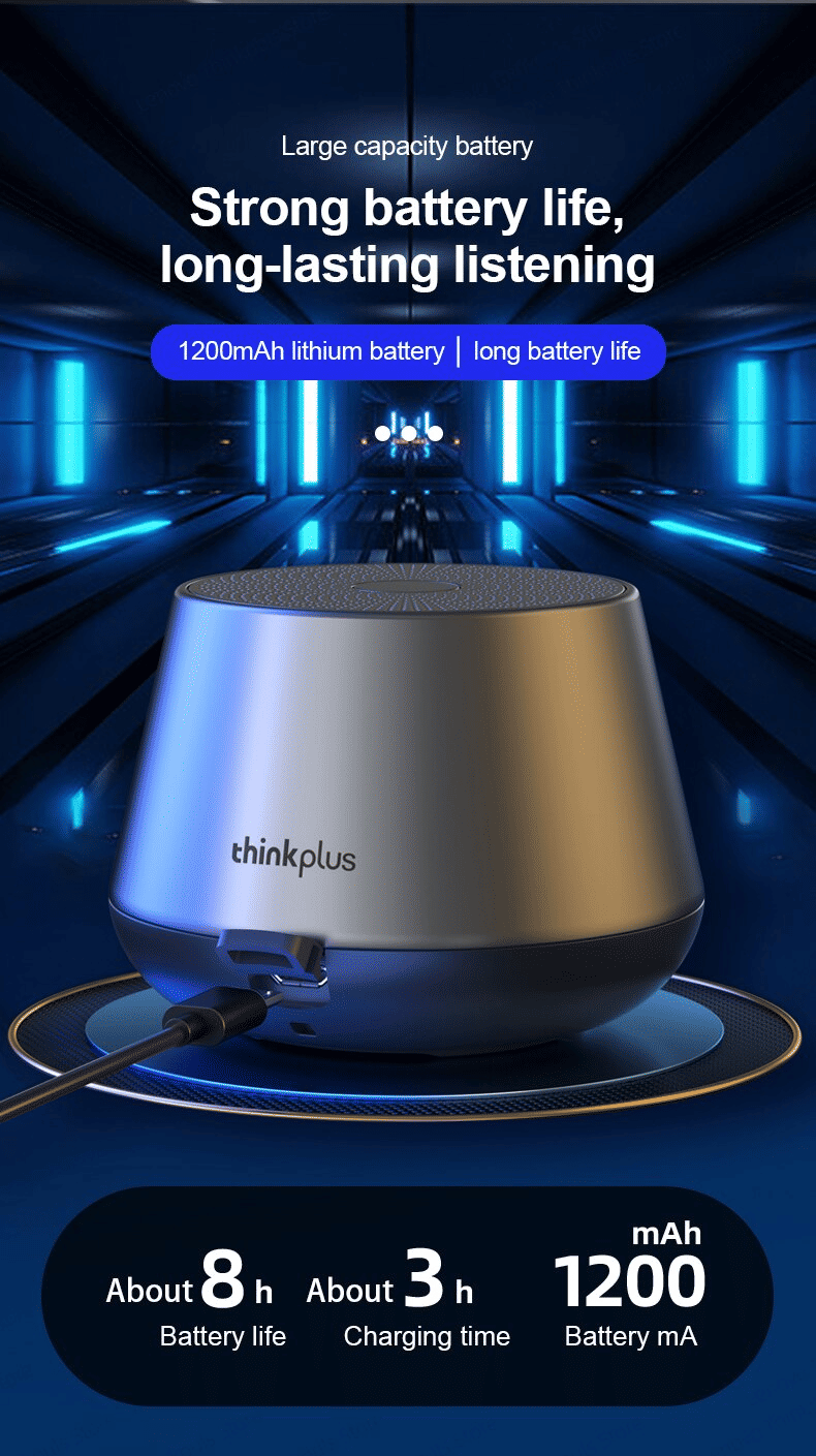 Lenovo Thinkplus K3 Pro Wireless Speaker: BT 5.0, HD Calls, Deep Bass, 1200mAh Battery Portable