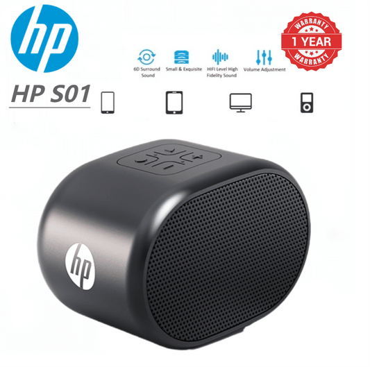 HP S01 Portable Bluetooth Speaker: Lightweight, Rechargeable Mini, 360° Surround Sound, FM