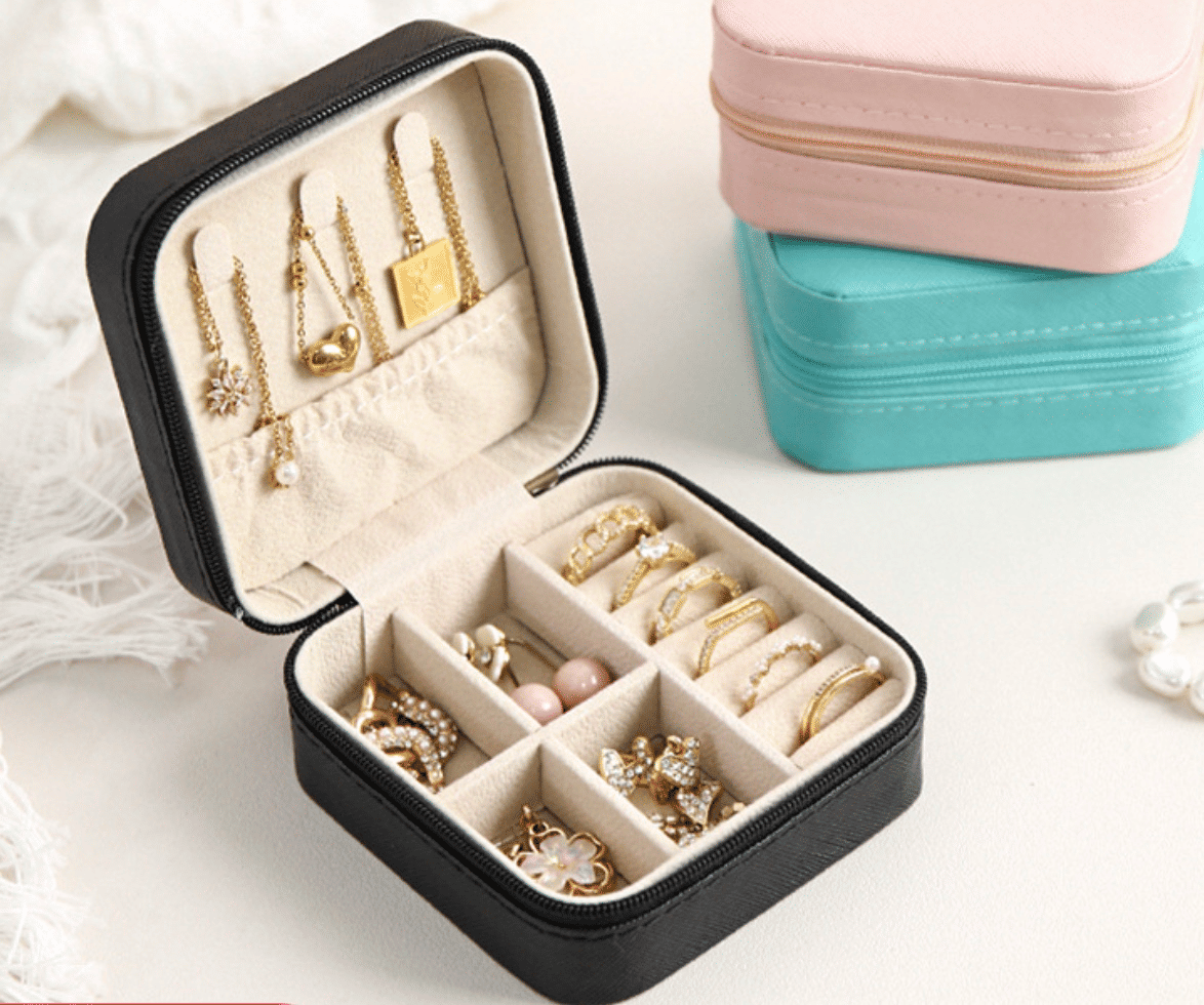 Portable Travel Jewelry Organizer Box: Compact Ring, Necklace, Earring Storage