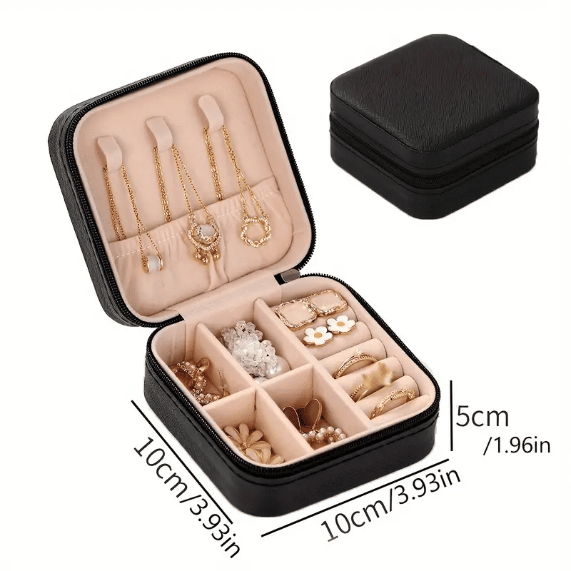 Portable Travel Jewelry Organizer Box: Compact Ring, Necklace, Earring Storage