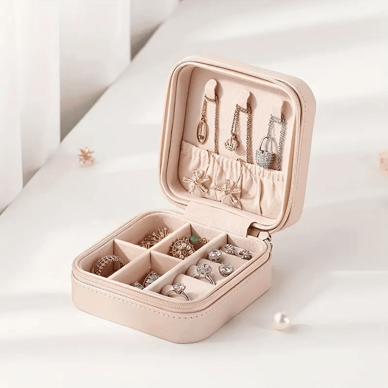Portable Travel Jewelry Organizer Box: Compact Ring, Necklace, Earring Storage