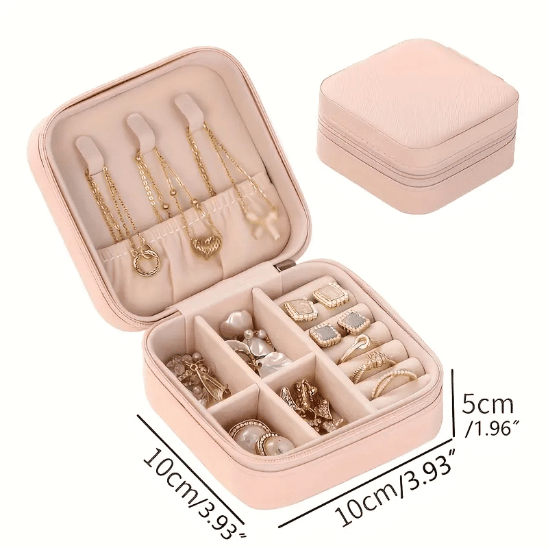 Portable Travel Jewelry Organizer Box: Compact Ring, Necklace, Earring Storage