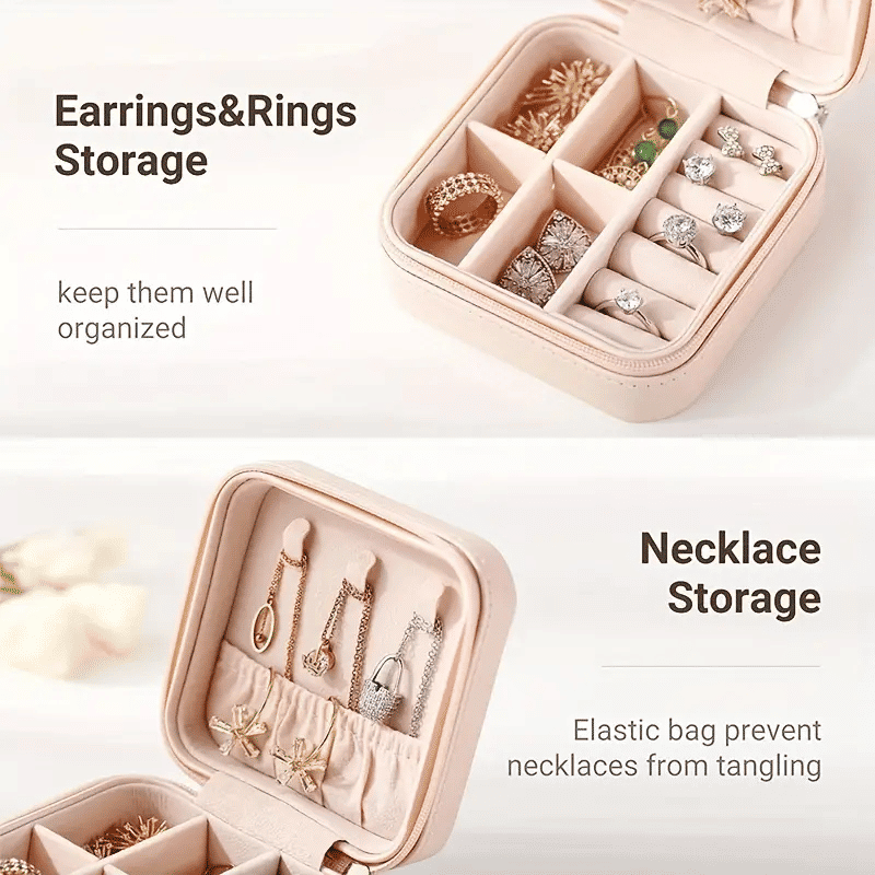 Portable Travel Jewelry Organizer Box: Compact Ring, Necklace, Earring Storage