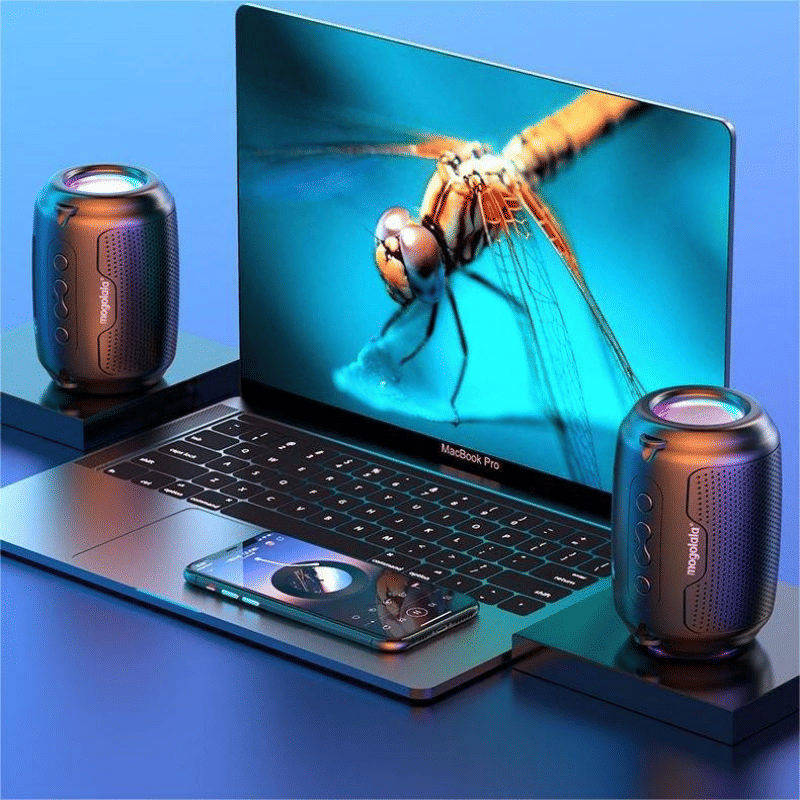 Compact Portable Bluetooth Speaker with Wireless Subwoofer for Home & Outdoor Audio