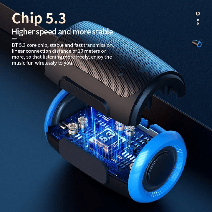 Portable TWS Bluetooth Speaker: Long-Life Battery, Powerful Stereo Sound, Compact Design