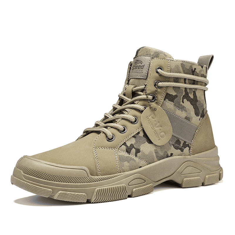 Men's Durable Camouflage High-Top Tactical Work Boots - Breathable Desert Sole