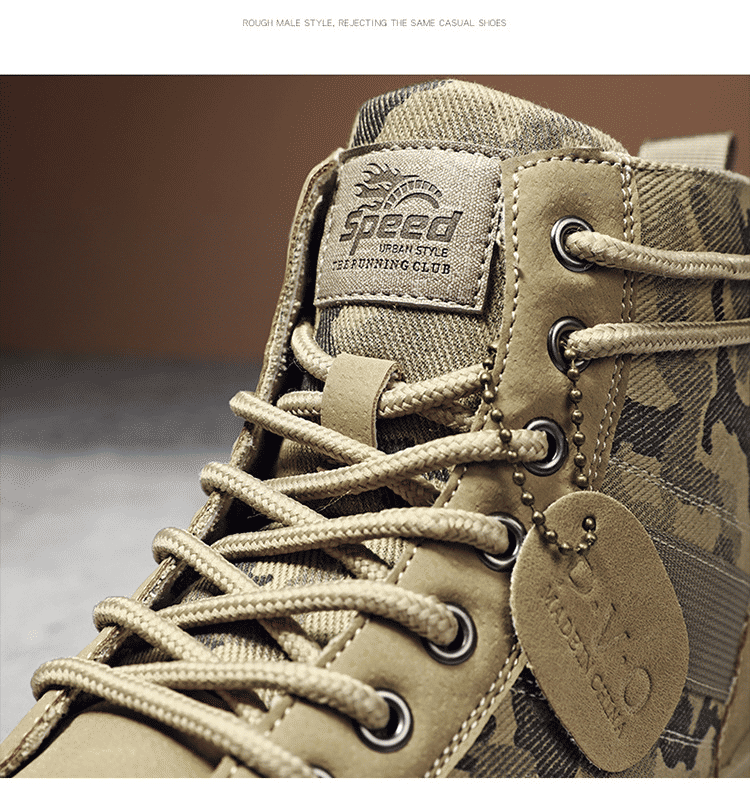 Men's Durable Camouflage High-Top Tactical Work Boots - Breathable Desert Sole