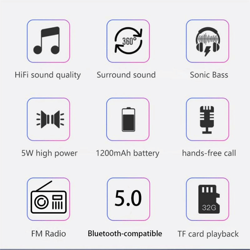 Versatile Portable Bluetooth Speaker: FM Radio, USB, AUX, TF, MP3