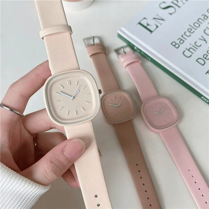 Women's Fashion Quartz Leather Strap Watch Slim Rose Gold Dial