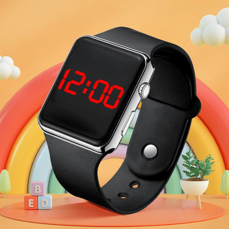 Modern Square LED Digital Sport Watch for Men Women, Luminous Electronic Wristwatch