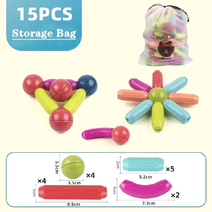 15-Piece Magnetic Building Block Educational Toy Set for Kids