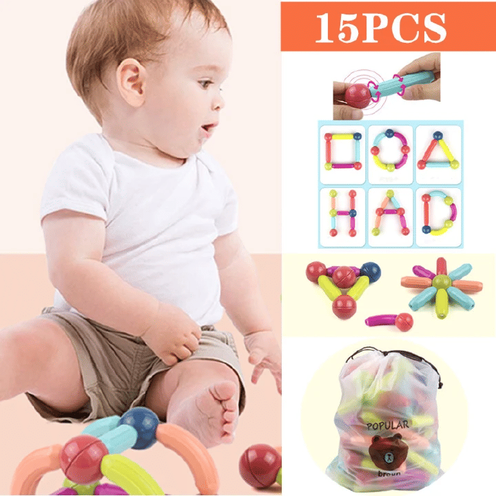 15-Piece Magnetic Building Block Educational Toy Set for Kids