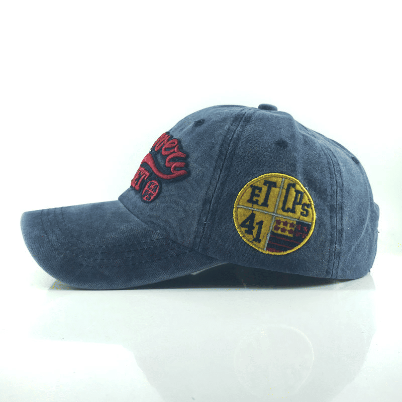 Vintage Washed Cotton Unisex Baseball Cap – Embroidered Letter Snapback Sun Hat