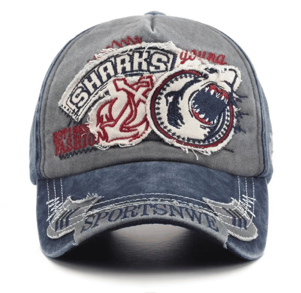Premium Embroidered Shark Baseball Cap, Cotton Stretch Fit for Men & Women