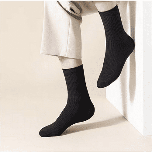 Premium 6-Pair Men's Striped Cotton Business Socks - Breathable All-Season Mid-Calf Quality Knit
