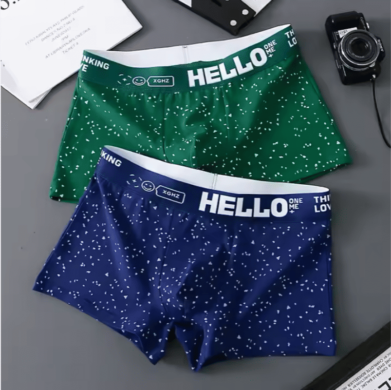 4-Pack Men's Breathable Boxer Briefs: Comfortable, Solid Color, 'HELLO' Letter Waistband