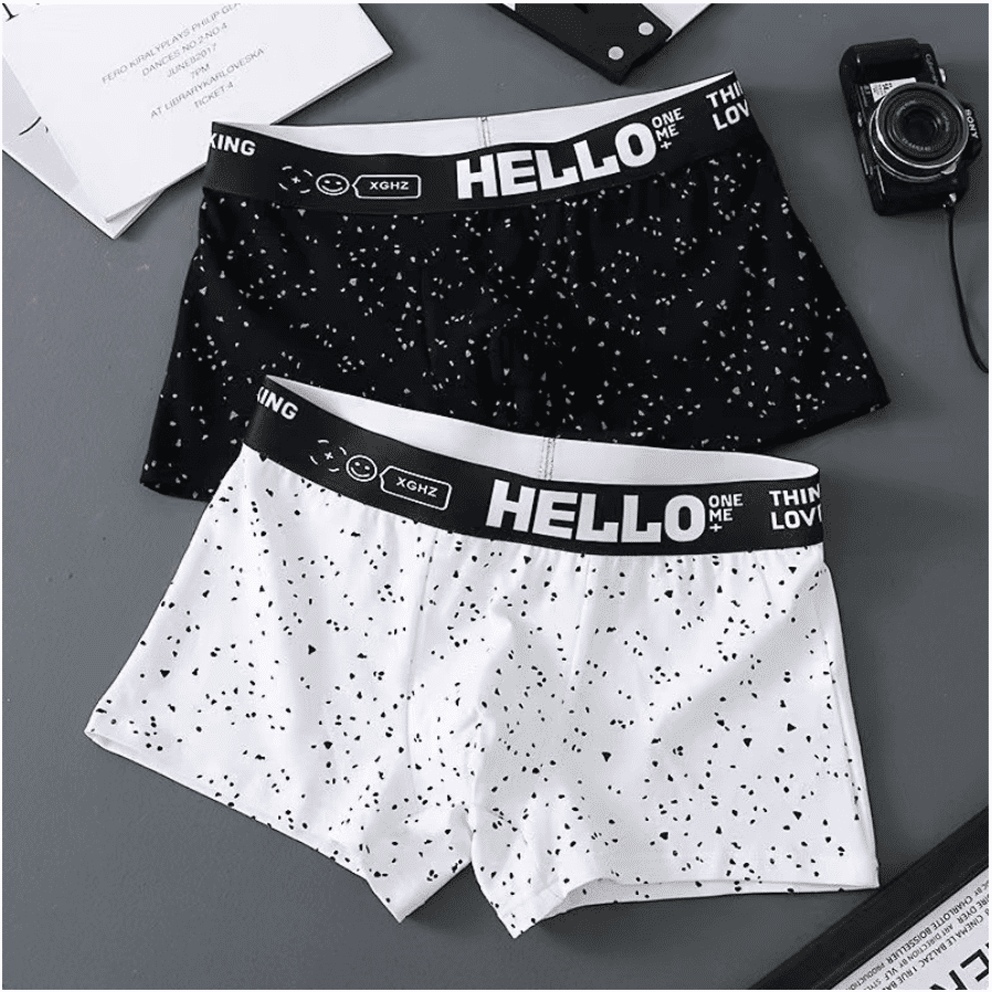 4-Pack Men's Breathable Boxer Briefs: Comfortable, Solid Color, 'HELLO' Letter Waistband