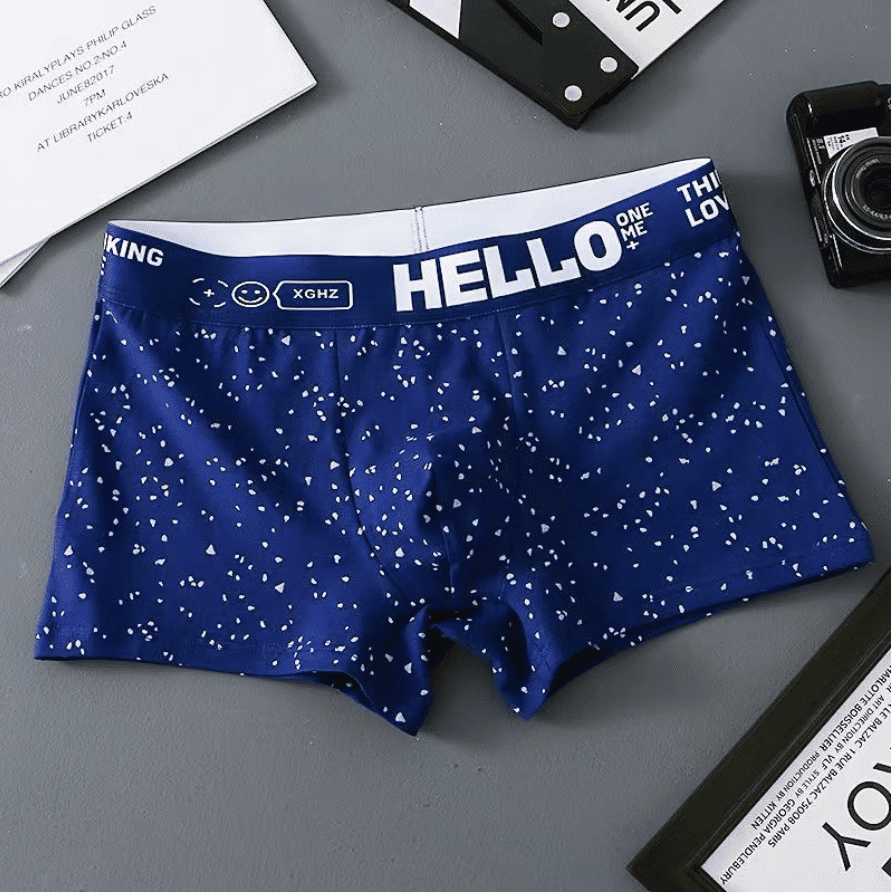 4-Pack Men's Breathable Boxer Briefs: Comfortable, Solid Color, 'HELLO' Letter Waistband