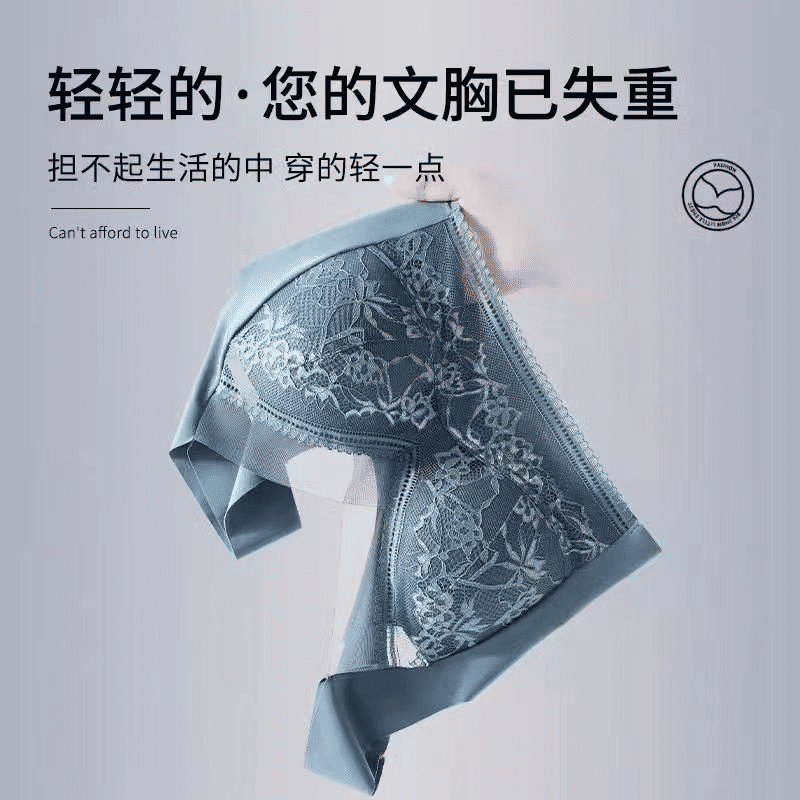 Plus Size Lace Ice Silk Bra: Wireless, Breathable, Gathering, Beauty Back Support