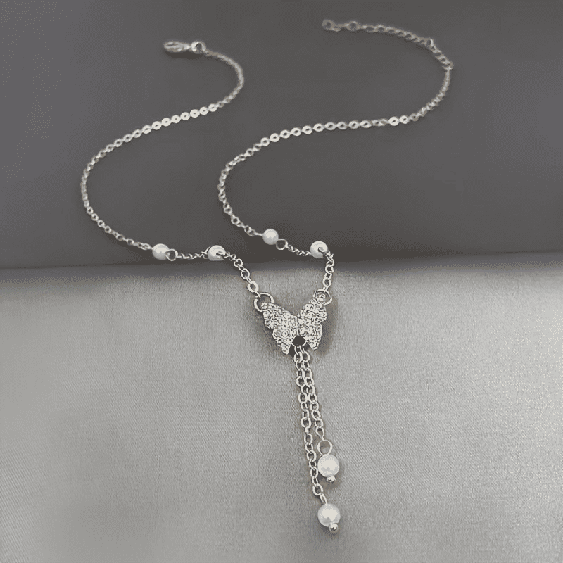Elegant Zircon Butterfly Pearl Clavicle Necklace for Women, Trendy Design