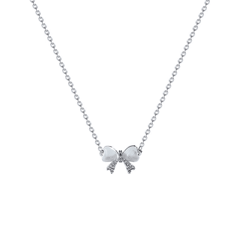 Elegant Bow Tie Titanium Steel Necklace for Women Luxury Non-Fading Chain