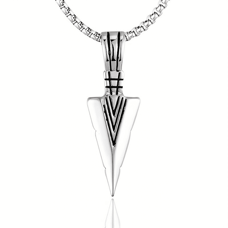 Men's Hip Hop Triangle Spearhead Pendant Necklace - Vintage Stainless Steel Arrow