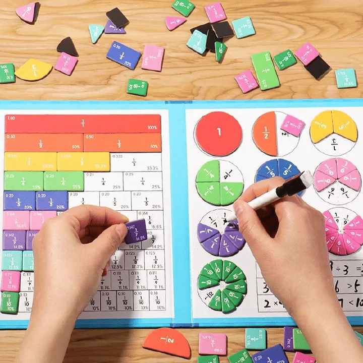 Generic Magnetic Fraction Learning Math Toy Wooden Educational Book Set